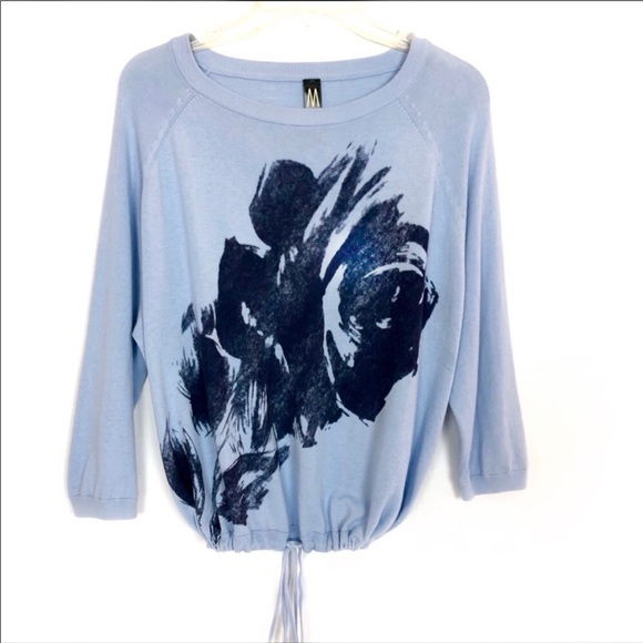 MW Marla Wynne Sweaters - MW Marla Wynne Sweater Blue Floral Cotton Knit M